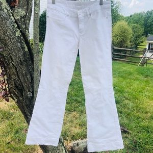 Elie Tahari White Adena Flare Leg Jeans, Classic, Mid Rise, Relaxed Flare, Sz 4